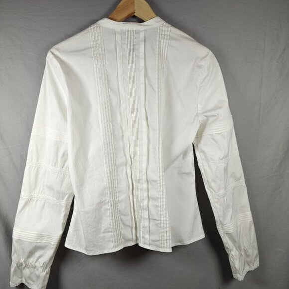 Emanuel Ungaro Women's White Pintuck Long Sleeve Button Down Shirt Size 6 - Picture 3 of 13